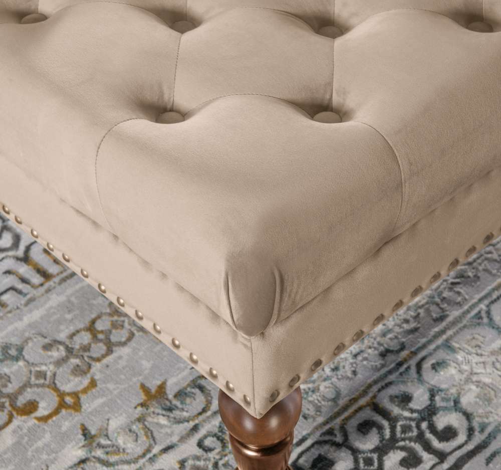 Linon Home Decor - Isabelle Tan Velvet Square Tufted Ottoman - BH155VTAN01U veiw 5