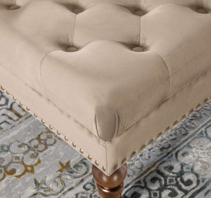 Linon Home Decor - Isabelle Tan Velvet Square Tufted Ottoman - BH155VTAN01U veiw 5