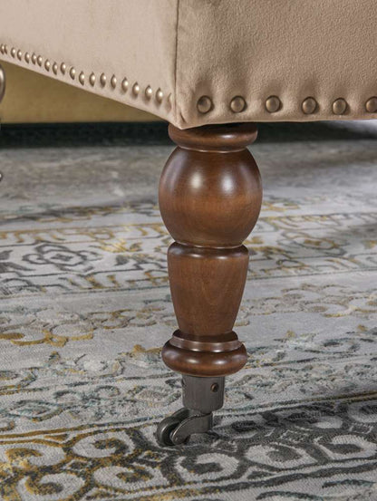 Linon Home Decor - Isabelle Tan Velvet Square Tufted Ottoman - BH155VTAN01U veiw 6