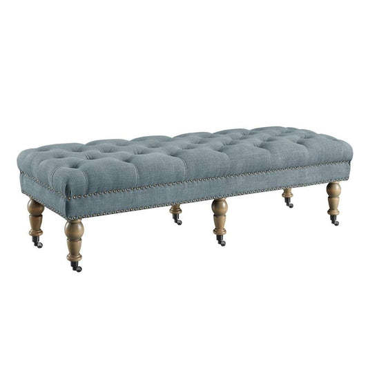 Linon Home Decor - Isabelle Washed Blue Linen 62 Inches Bench - 368254BLU01U veiw 1