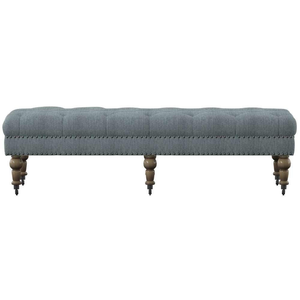 Linon Home Decor - Isabelle Washed Blue Linen 62 Inches Bench - 368254BLU01U veiw 2