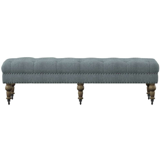 Linon Home Decor - Isabelle Washed Blue Linen 62 Inches Bench - 368254BLU01U veiw 2