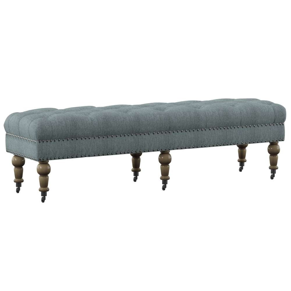 Linon Home Decor - Isabelle Washed Blue Linen 62 Inches Bench - 368254BLU01U veiw 4