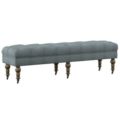 Linon Home Decor - Isabelle Washed Blue Linen 62 Inches Bench - 368254BLU01U veiw 4