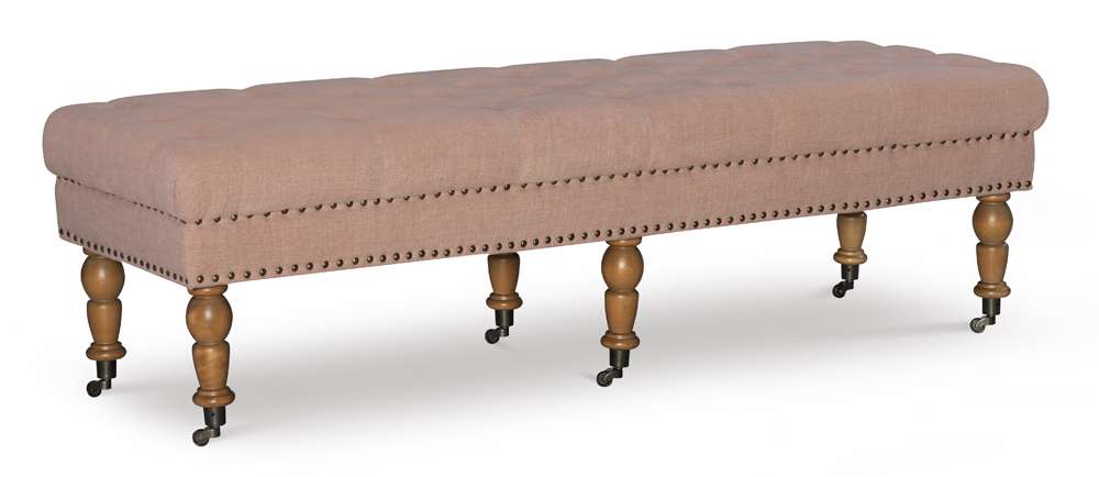 Linon Home Decor - Isabelle Washed Pink Linen 62 Inches Bench - 368254PNK01U veiw 1