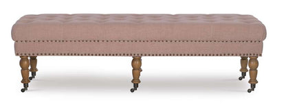 Linon Home Decor - Isabelle Washed Pink Linen 62 Inches Bench - 368254PNK01U veiw 2