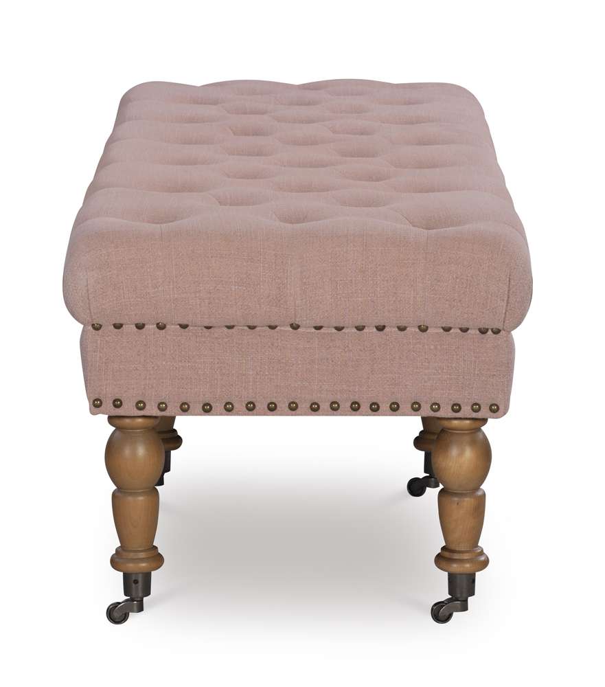Linon Home Decor - Isabelle Washed Pink Linen 62 Inches Bench - 368254PNK01U veiw 3