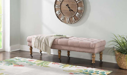 Linon Home Decor - Isabelle Washed Pink Linen 62 Inches Bench - 368254PNK01U veiw 5