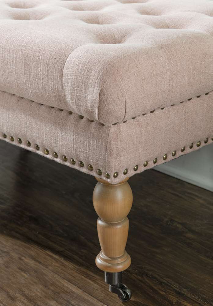 Linon Home Decor - Isabelle Washed Pink Linen 62 Inches Bench - 368254PNK01U veiw 6