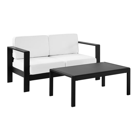 Linon Home Decor - Karah Outdoor Black 2 Seater 2PC Set - ODNH16BLK2STRCTPC2 view 1