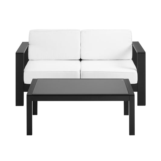 Linon Home Decor - Karah Outdoor Black 2 Seater 2PC Set - ODNH16BLK2STRCTPC2 view 2