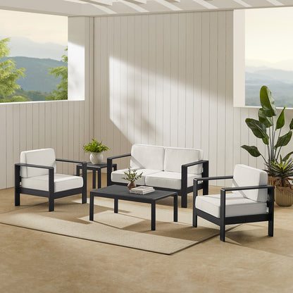 Linon Home Decor - Karah Outdoor Black 2 Seater 5PC Set - ODNH16BLK2STRPC5 view 7