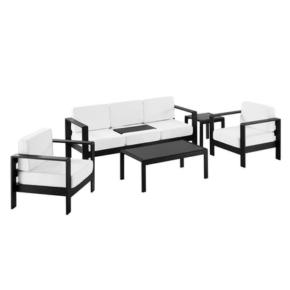 Linon Home Decor - Karah Outdoor Black 3 Seater 5PC Set - ODNH16BLK3STRPC5 view 1
