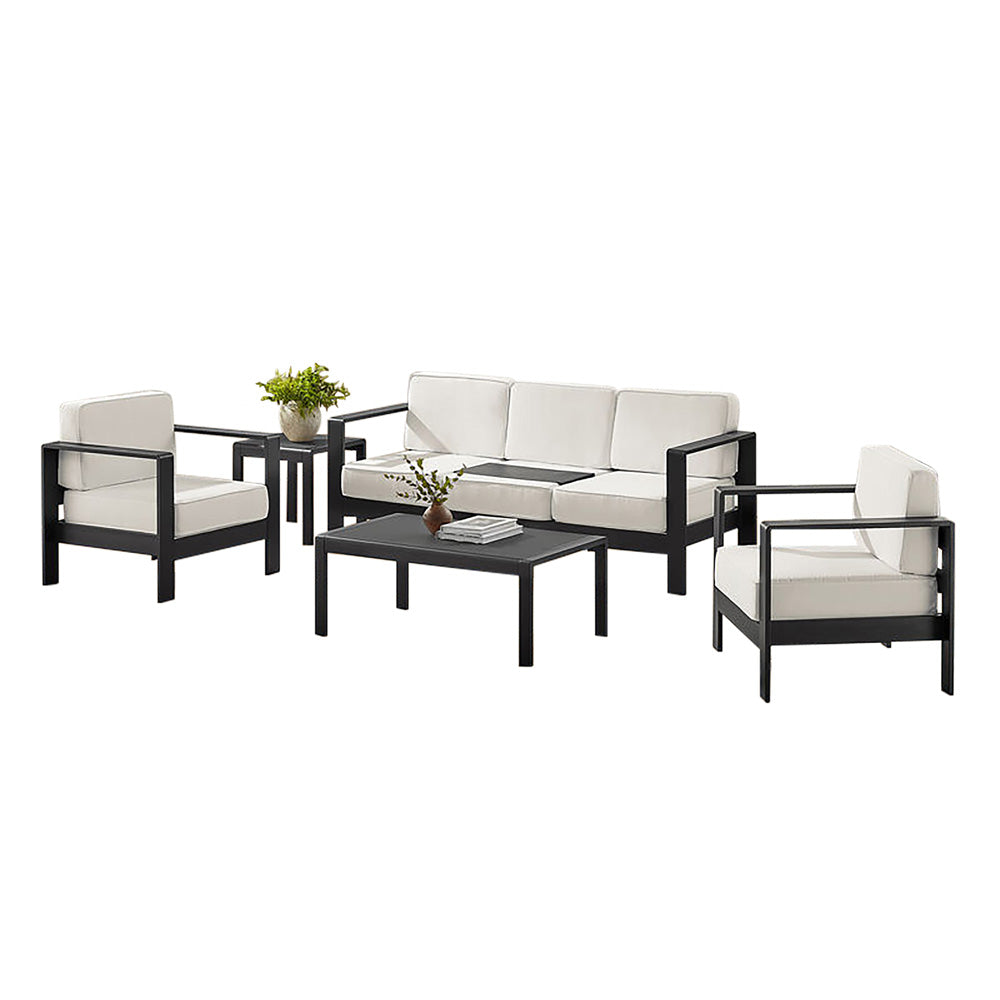 Linon Home Decor - Karah Outdoor Black 3 Seater 5PC Set - ODNH16BLK3STRPC5 view 3