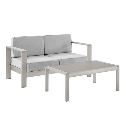 Linon Home Decor - Karah Outdoor Grey 2 Seater 2PC Set - ODNH16GRY2STRCTPC2 view 1