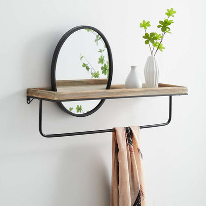 Linon Home Decor - Keating Center Mirror Wall Shelf Black - WL273BLK01ASU veiw 1