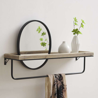 Linon Home Decor - Keating Center Mirror Wall Shelf Black - WL273BLK01ASU veiw 2