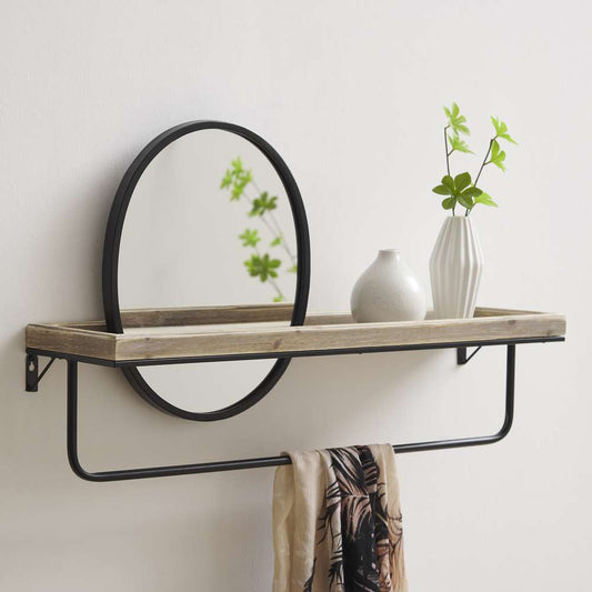 Linon Home Decor - Keating Center Mirror Wall Shelf Black - WL273BLK01ASU veiw 2