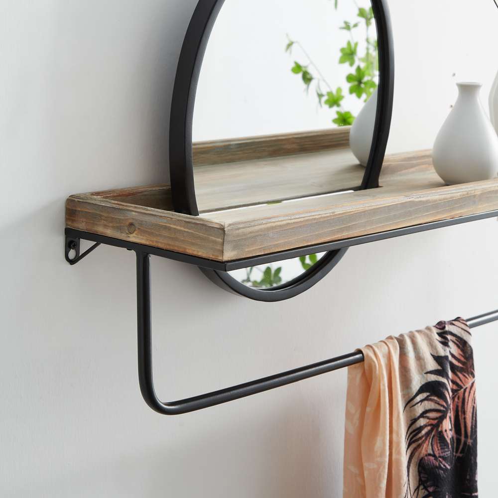 Linon Home Decor - Keating Center Mirror Wall Shelf Black - WL273BLK01ASU veiw 3