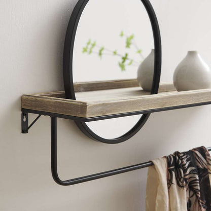 Linon Home Decor - Keating Center Mirror Wall Shelf Black - WL273BLK01ASU veiw 4