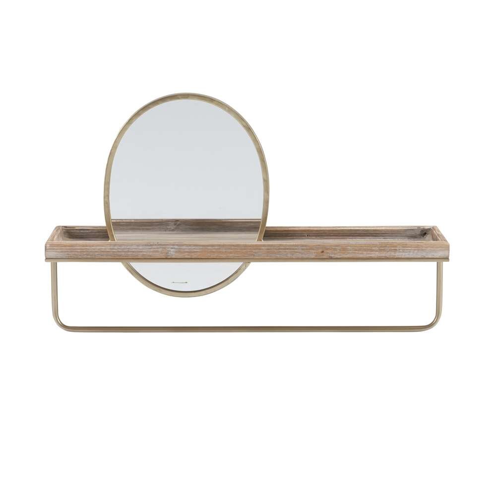 Linon Home Decor - Keating Center Mirror Wall Shelf Gold - WL273GLD01ASU veiw 2
