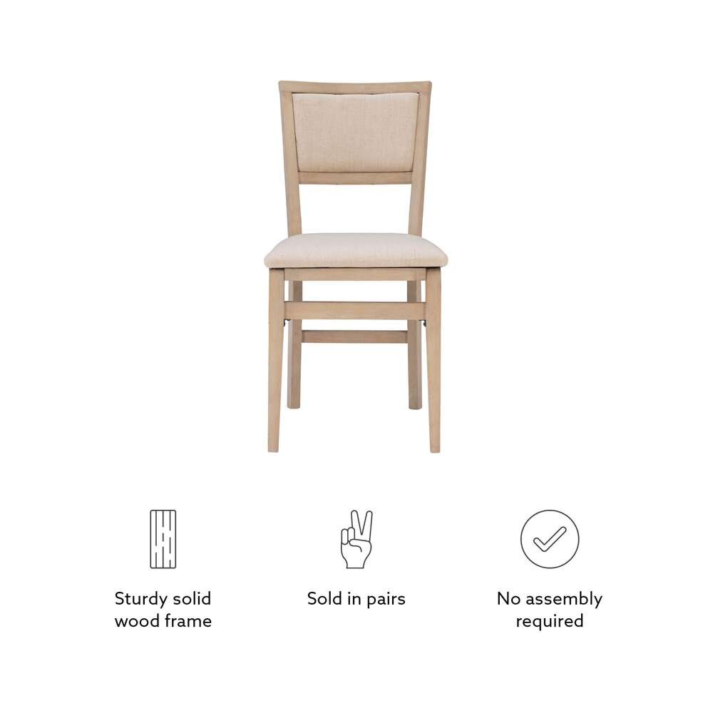 Linon Home Decor - Keira Pad Back Folding Chairs Grey Wash (Set of 2) - FD31GWASH02ASU veiw 4
