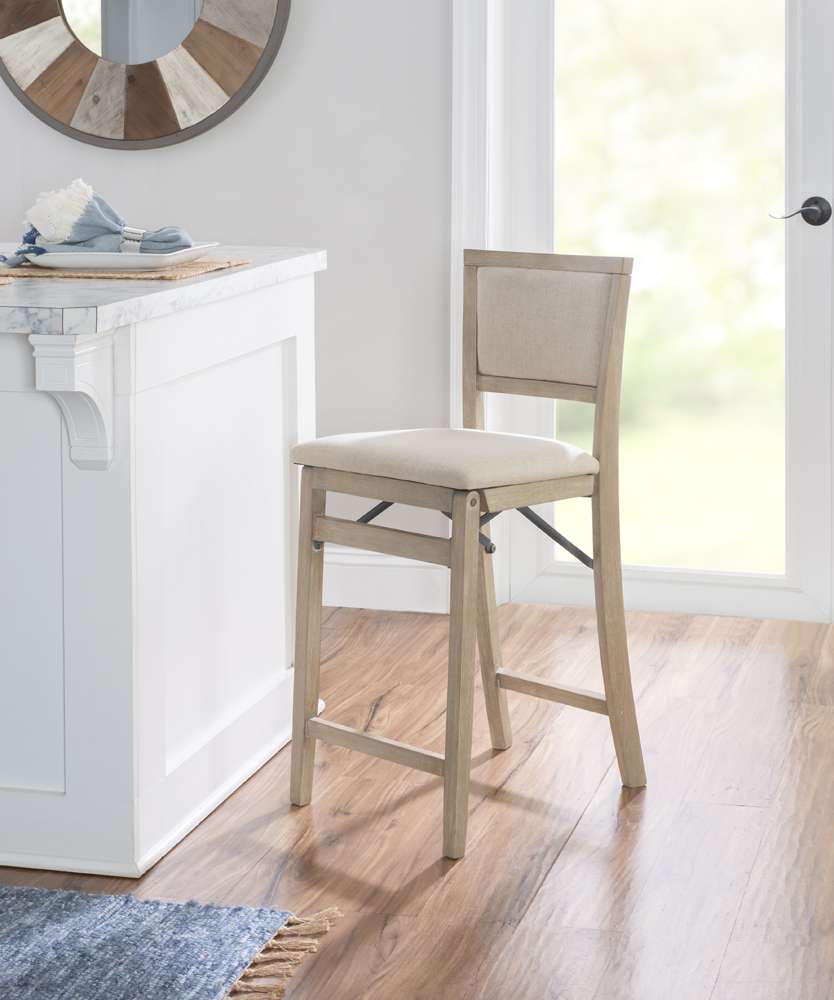 Linon Home Decor - Keira Pad Back Folding Counter Stool Grey Wash - FD38GWASH01U_LIN veiw 8