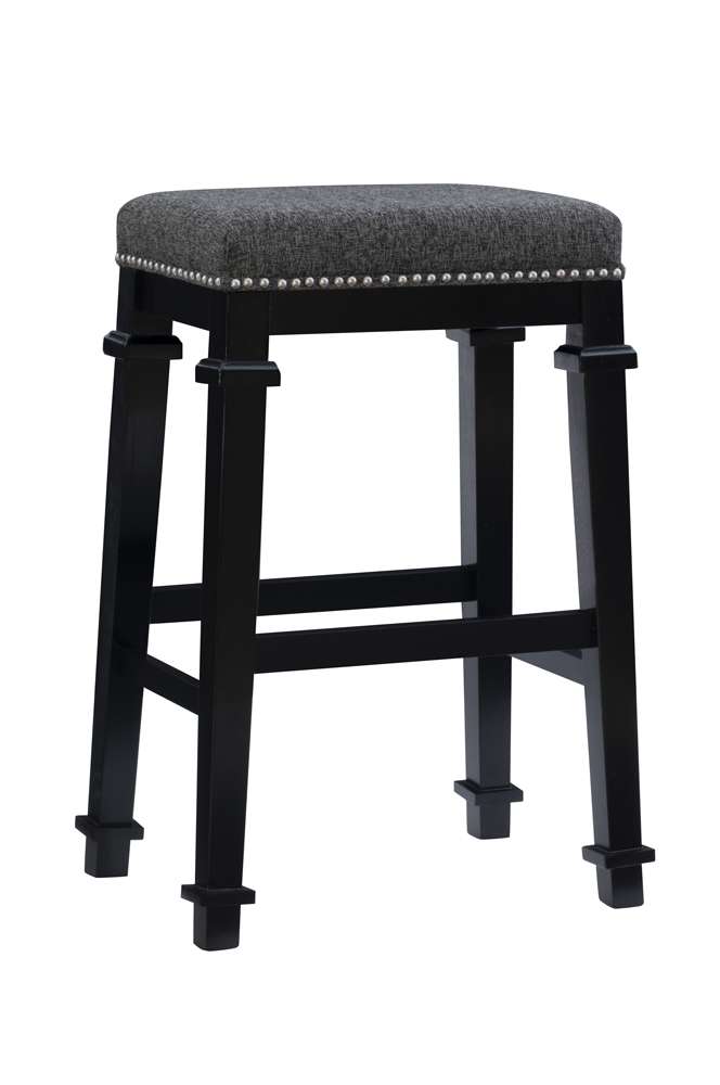Linon Home Decor - Kennedy Black And White Tweed Backless Bar Stool - BS094BLK01U veiw 1