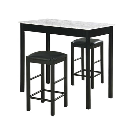 Linon Home Decor - Lancer 3 Piece Tavern Set, Faux Black Marble - TS50BLKWHT01U veiw 1