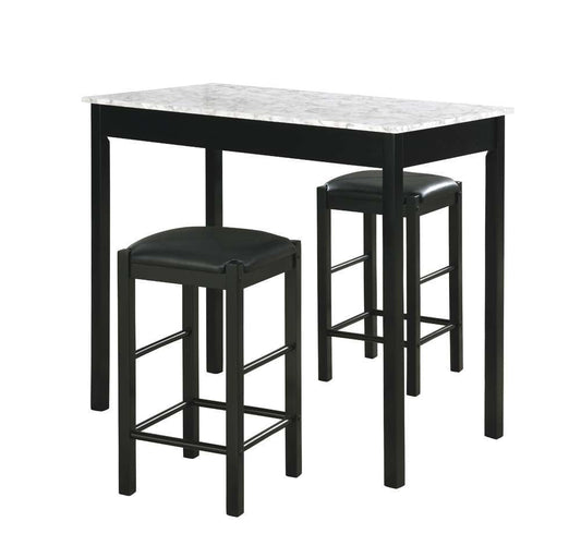 Linon Home Decor - Lancer 3 Piece Tavern Set, Faux Black Marble - TS50BLKWHT01U veiw 1
