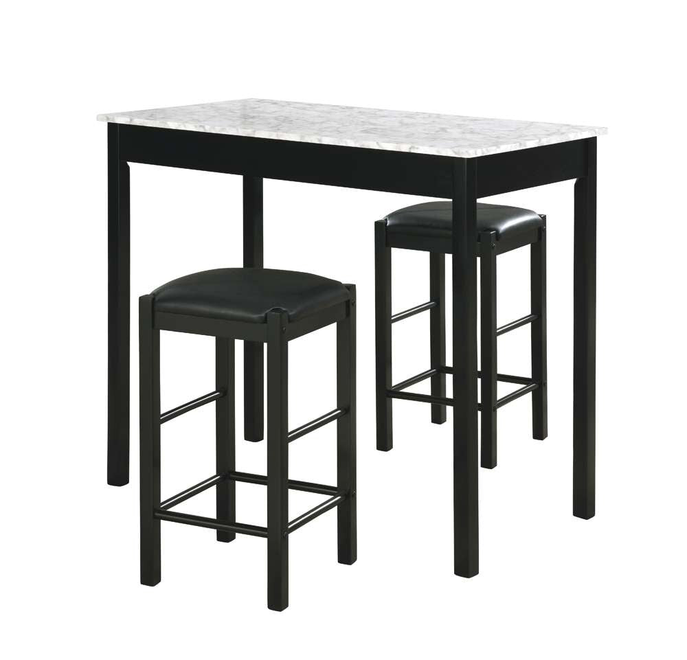 Linon Home Decor - Lancer 3 Piece Tavern Set, Faux Black Marble - TS50BLKWHT01U veiw 2