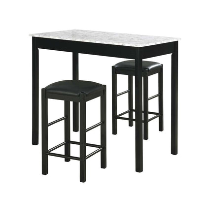 Linon Home Decor - Lancer 3 Piece Tavern Set, Faux Black Marble - TS50BLKWHT01U veiw 2