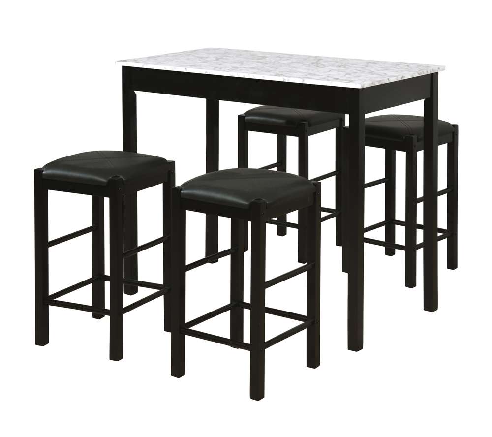 Linon Home Decor - Lancer 3 Piece Tavern Set, Faux Black Marble - TS50BLKWHT01U veiw 3