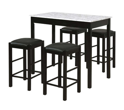 Linon Home Decor - Lancer 3 Piece Tavern Set, Faux Black Marble - TS50BLKWHT01U veiw 3