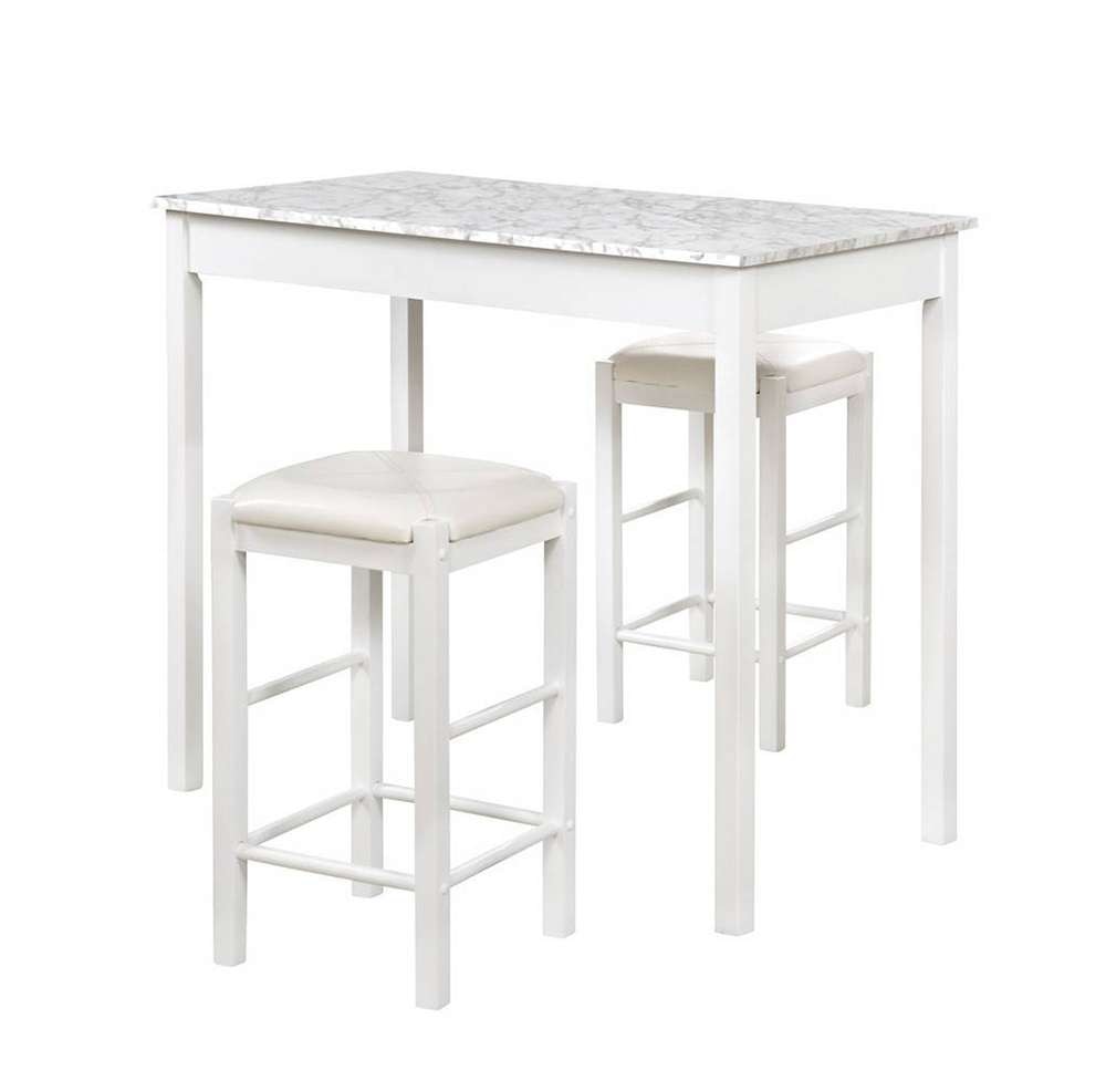 Linon Home Decor - Lancer 3 Piece Tavern Set, White Faux Marble - TS50WHT01U veiw 1