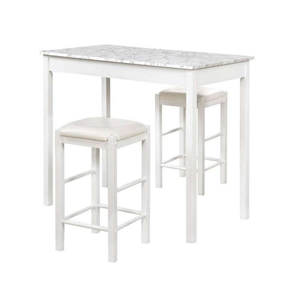 Linon Home Decor - Lancer 3 Piece Tavern Set, White Faux Marble - TS50WHT01U veiw 1