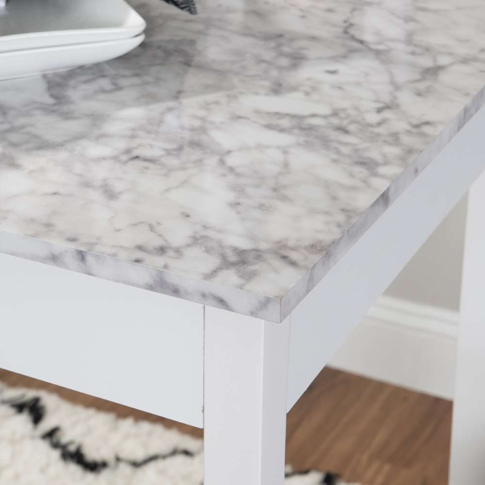 Linon Home Decor - Lancer 3 Piece Tavern Set, White Faux Marble - TS50WHT01U veiw 2