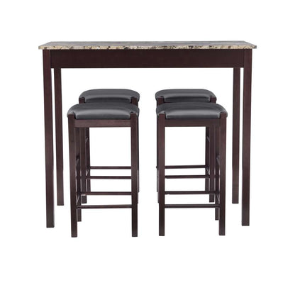 Linon Home Decor - Lancer 5Pc Tavern Set Espresso Faux Marble - TS51ESP01U veiw 2