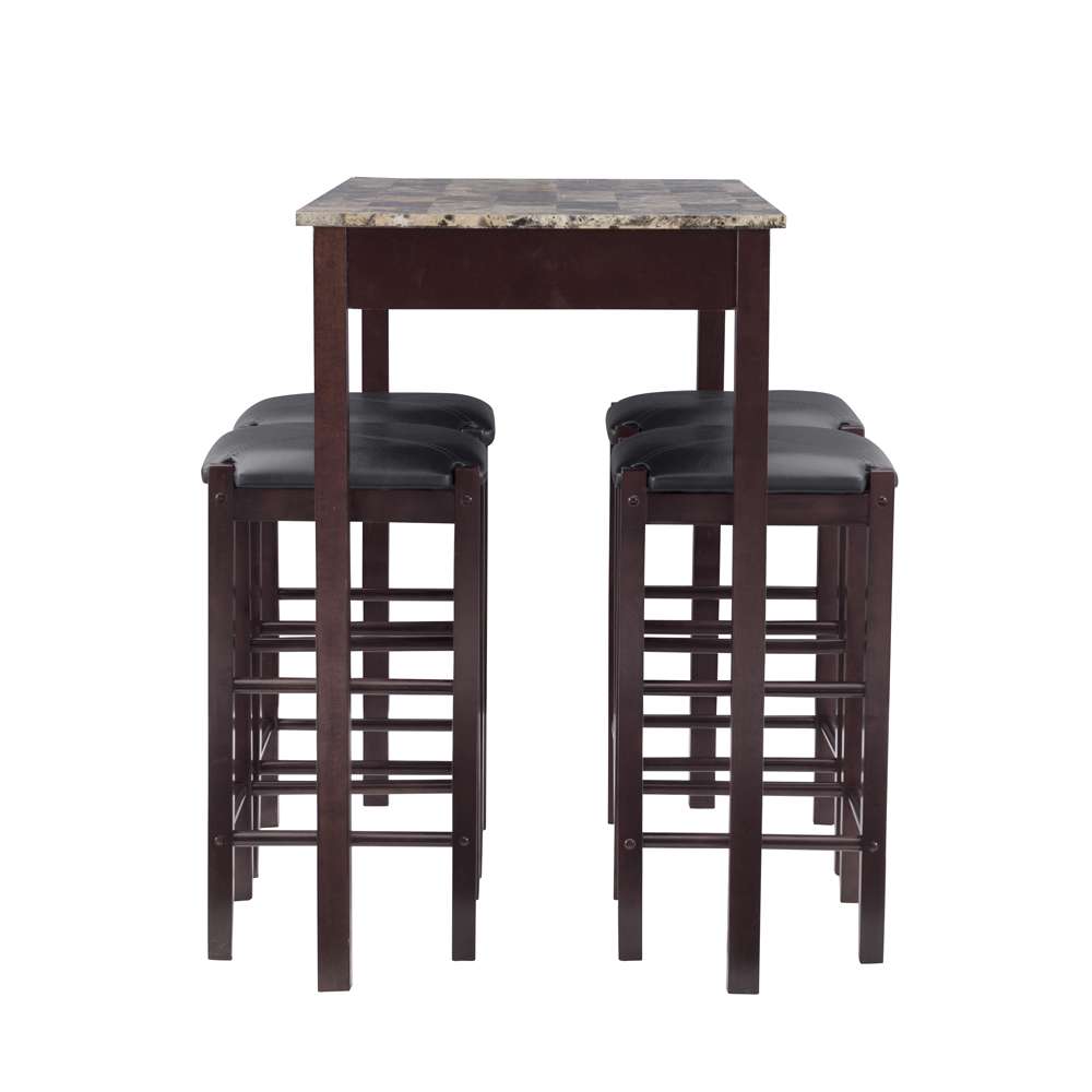Linon Home Decor - Lancer 5Pc Tavern Set Espresso Faux Marble - TS51ESP01U veiw 3