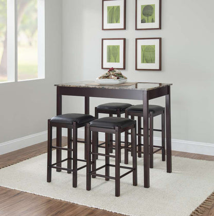 Linon Home Decor - Lancer 5Pc Tavern Set Espresso Faux Marble - TS51ESP01U veiw 5