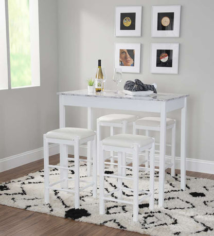 Linon Home Decor - Lancer 5Pc Tavern Set White Faux Marble - TS51WHT01U veiw 1