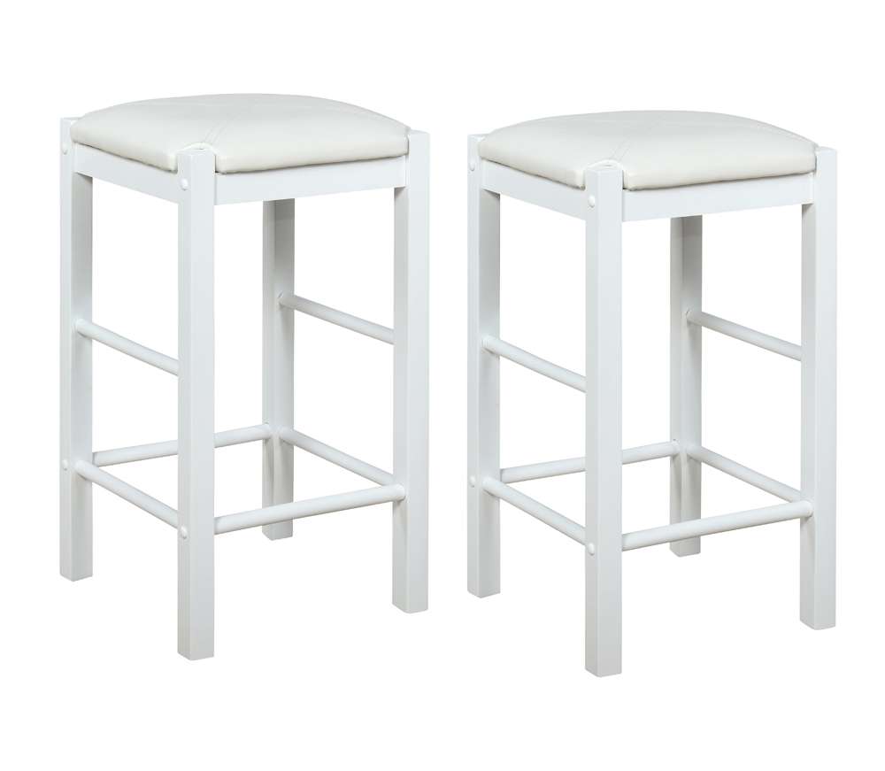 Linon Home Decor - Lancer Backless Counter Stools, White (Set of 2) - CS252WHT02U veiw 2
