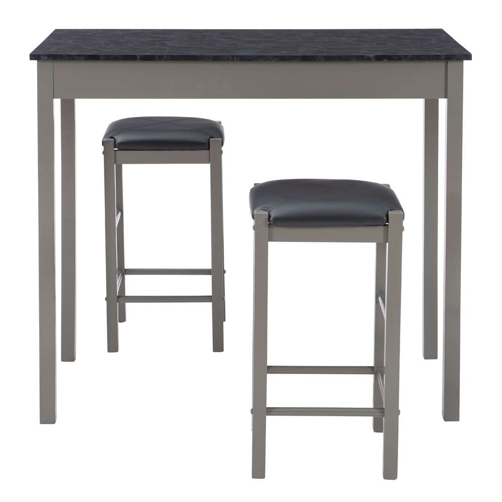 Linon Home Decor - Lancer Tavern Set Grey Faux Marble - TS50GRY01U view 2