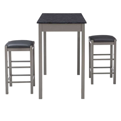 Linon Home Decor - Lancer Tavern Set Grey Faux Marble - TS50GRY01U veiw 3