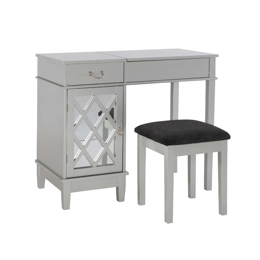 Linon Home Decor - Lattice Vanity Set - 58036SIL-01-KD-U veiw 1