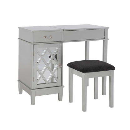 Linon Home Decor - Lattice Vanity Set - 58036SIL-01-KD-U veiw 1
