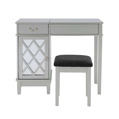 Linon Home Decor - Lattice Vanity Set - 58036SIL-01-KD-U veiw 2