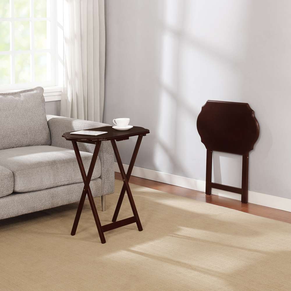 Linon Home Decor - Ledda Folding Snack Tray - Espresso (Set of 2) - TT514AESPSET02U veiw 1