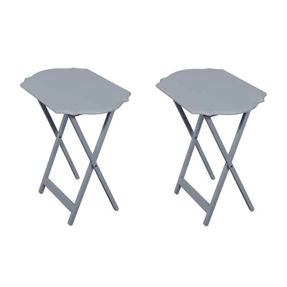 Linon Home Decor - Ledda Folding Snack Tray - Grey (Set of 2) - TT514AGRYSET02U veiw 3