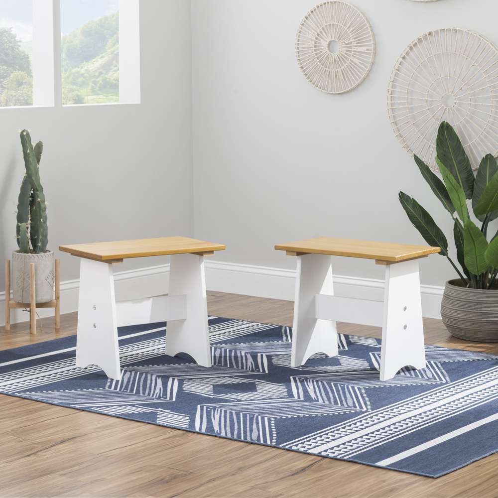 Linon Home Decor - Linson Small Backless Benches - Hnywht (Set of 2) - LN833HNYWHT01U veiw 6